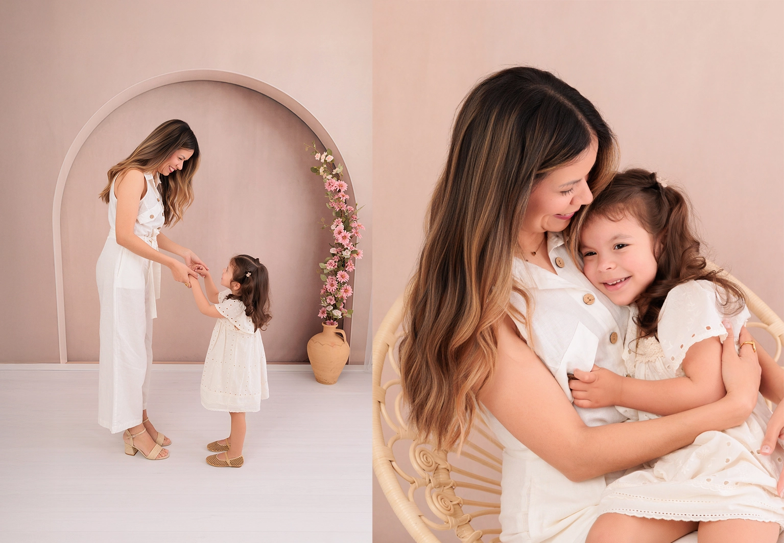 Mamá con bebé en brazos fotos estudio
